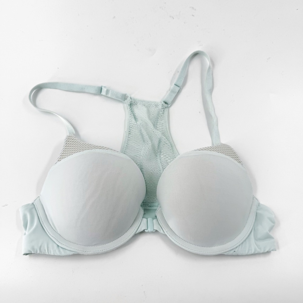 Victorias Secret T-Shirt Push-Up Full Coverage Bra Mint Green Lace Racerback 32A